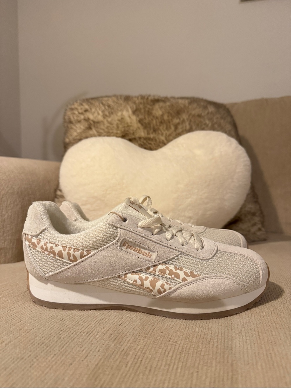 Reebok Royal Classic Jogger Sneakers Women’s 8 Cream Leopard Suede Mesh NWOT
